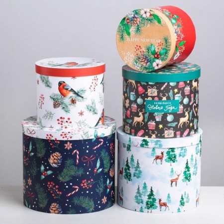 A set of gift boxes 5 in 1 "European", 13 x 14–19.5 x 22 cm, New Year-2