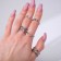 A set of rings 7 pieces of "Assorted" halo, size mix, color silver