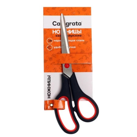 Office scissors 21 cm, plastic handles with rubber inserts-1