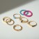 Ring set 8 pieces "Dream" yin-yang, color with gold, size mix