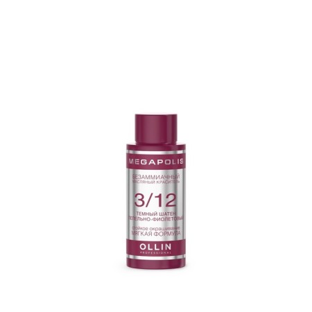 Hair dye OLLIN Professional Megapolis, non -abamic, oil, tone 3/12-2