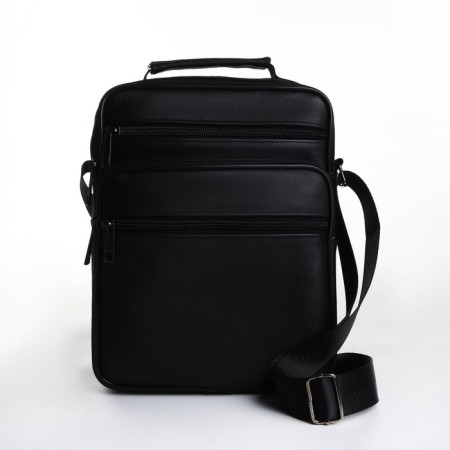 Male bag on lightning, long belt, black color-1