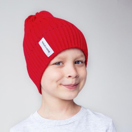 Hat for a boy, red color, size 52-56