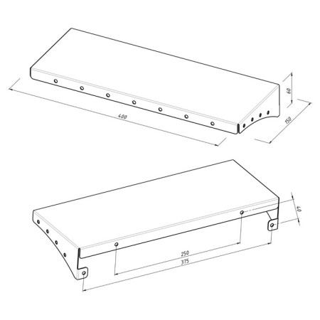 Metal shelf 400x150 mm for storing heavy cargo, wall, black-6