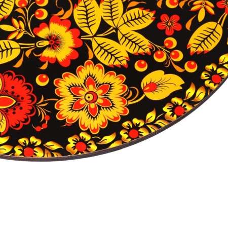 Board cutting and serving round kitchen "Khokhlomskaya painting", 25.5 cm-3