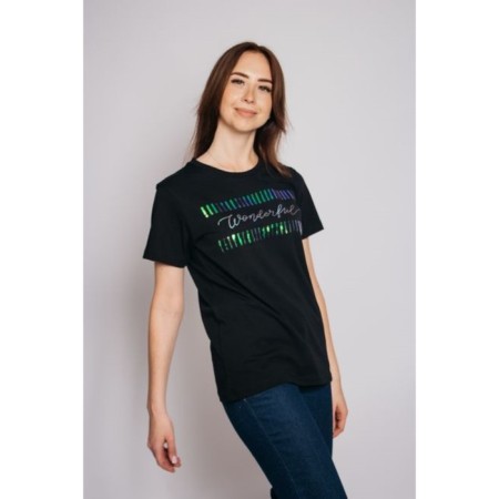 Women's T -shirt Let’s go "Hameleon stripes", size 44, black color-2
