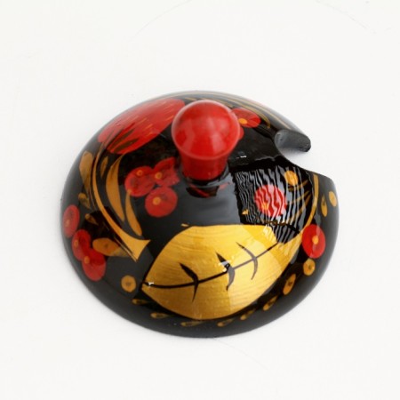 Solonka "Berry", with a lid, large, 10 × 8 cm, Khokhloma-3