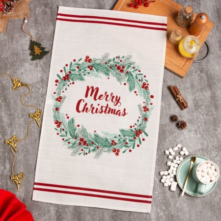 New Year's towel Ethel "SHRISTMAS LEAVES" 40x73 cm, 100%HL, reps 210 g/m2