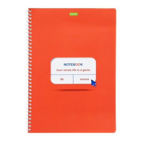 Note book A4, 96 sheets in the Click Cage, covered cardboard, embossing, block No. 2 (gray sheets), 3v mix-3