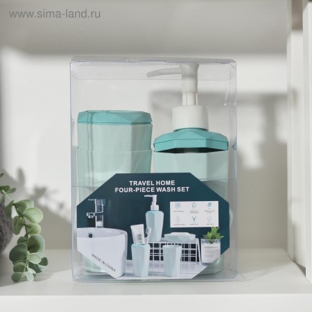 A set of bathroom accessories, 4 items (350 ml dispenser, soap dish, stand, glass), Mix color-6
