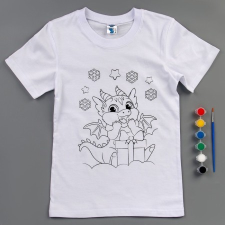 Set for creativity "T -shirt - coloring. Dragon with a gift »Size: 122-128 cm-4