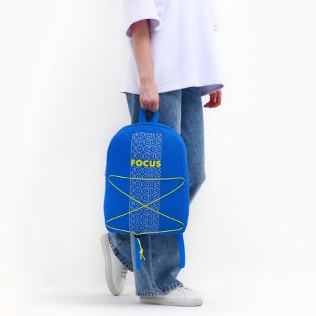 School textile Backpack with lacing Focus, 38x29x11 cm, blue-10