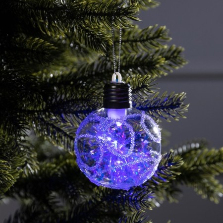 Fir -tree ball "Frosty pattern", batteries, 1 LED, glow warm white