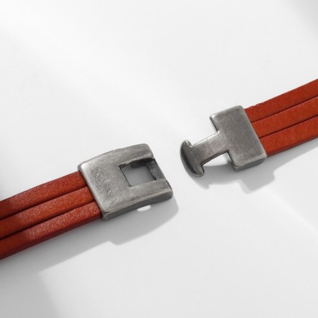 Bracelet Leather "Millennium" 3 rows, brown color-2