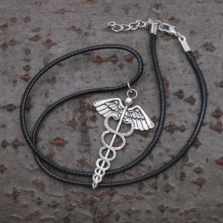 Piece on the cord "caduas", color black silver, 40 cm