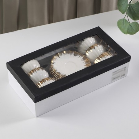 Ceramic tea service "Snow avalanche", 12 items: 6 mugs 80 ml, 6 Smashes d = 11.2 cm, color mix-11