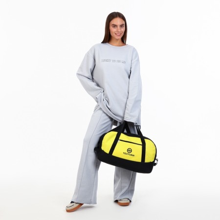 Sports bag, textura, average size, black color/lemon-10