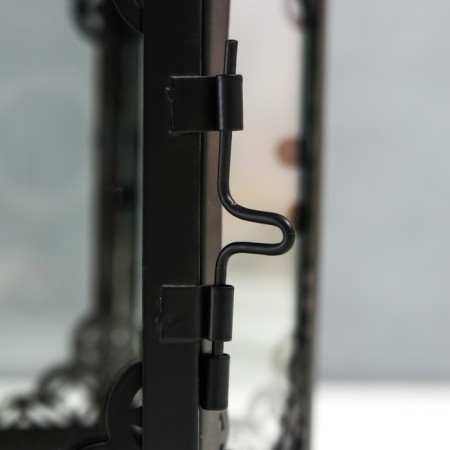 Climber Metal, glass "Lantern - Blooming monograms" D -10 cm black 13.5x15x29 cm-3