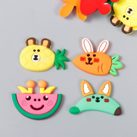 Decor for creativity rubber "Fruits with muzzles" set of 15 pcs mix 2.5x3 cm