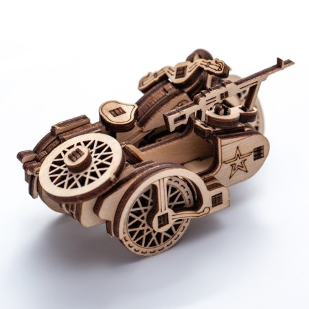 Wooden designer, prefabricated model "M72 motorcycle"-6