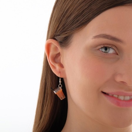 Earrings plastic "cocktail", brown color-2