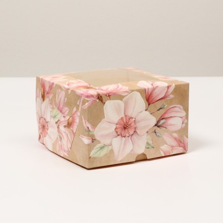 Packaging for 4 cupcakes with the “Narcissus” window, craft, 16 x 16 x 10 cm