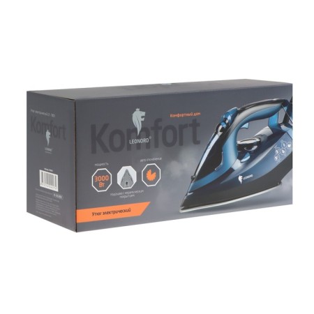 Iron Leonord Le-1801, 3000 W, ceramic sole, 28 g/min, 350 ml, black and blue-2
