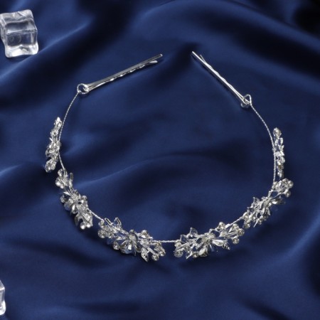 Hair accessory "Judy" flower garden, 26 cm, silver