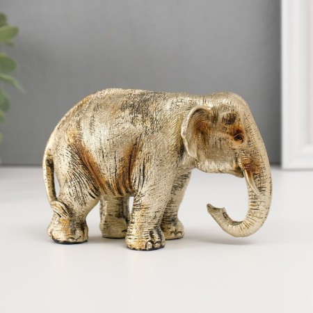 Souvenir Polystone "Golden Elephant" 8.7x13x7 cm
