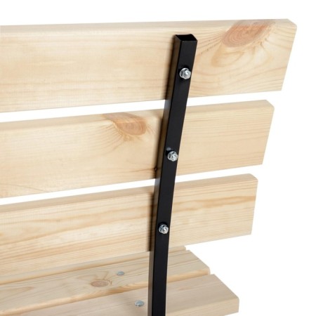 Garden bench from pine with a back "Laksi" tree, metal frame, 36x120x82cm-4