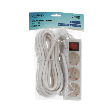 Extension cord Luazon Lighting, 3 sockets, 7 m, 10 A, 2200 W, 3x0.75 mm2, s/k, with excavation, b-4