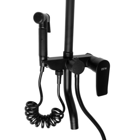 The shower system Zein Z3864, mixer, upper, manual and hygienic watering can, brass, black-11