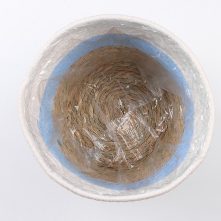 Kashpo wicker "Namibia", 25.5x25.5x23 cm, natural, blue, white-4