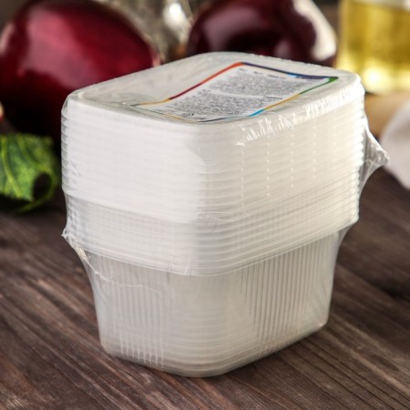 A disposable plastic container with a lid, 10 pcs, 250 ml, 10.8 × 8.2 × 4.6 cm, the color is transparent-4