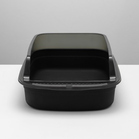Toilet with transparent sides with a scoop and filter, 50 x 34 x 18 cm, black-5