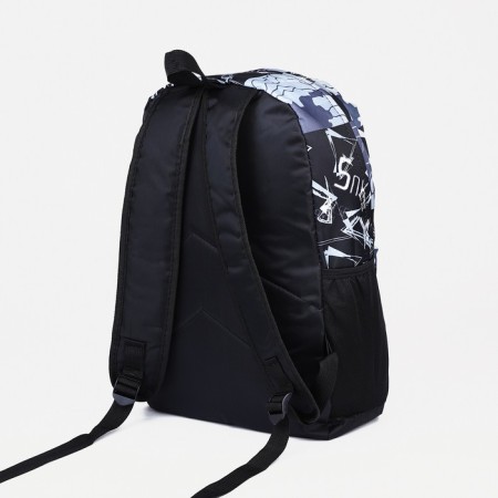 School backpack from textiles on lightning, 3 pockets, black color-3