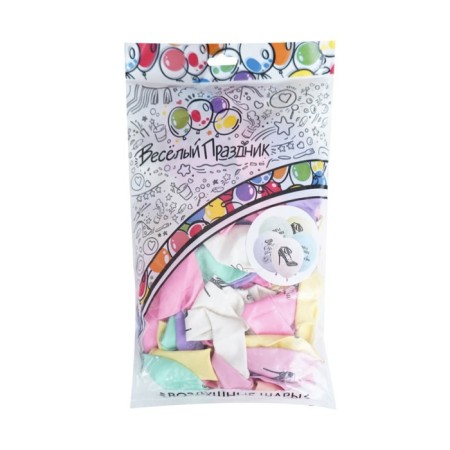Latex ball 12 “Compliment for her”, pastel, set of 50 pcs., Mix-4