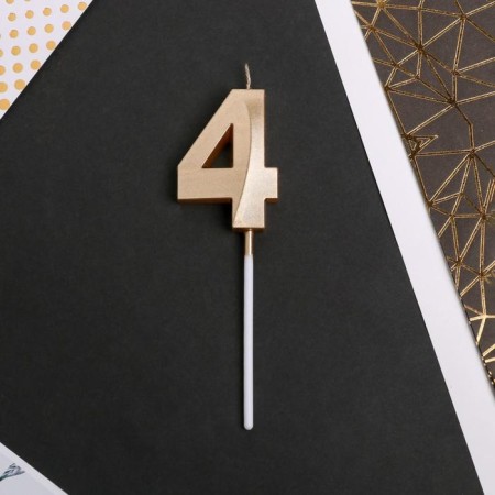 Candle for a cake, number "4", champagne.-2