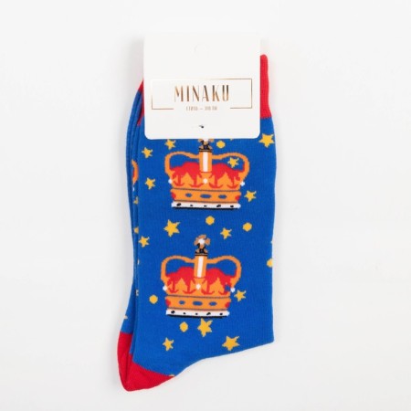 Women's socks minku "crown", blue color, size 36-41 (23-27 cm)-3