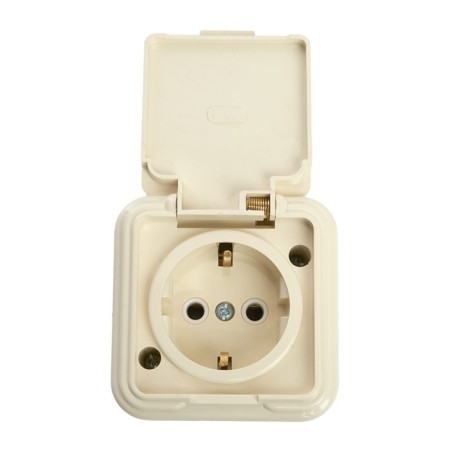 1-seater socket with grounding contact, with a lid, 250V, 16A, IP44, PST16-21-44 (Ra 16-21 1022741-1