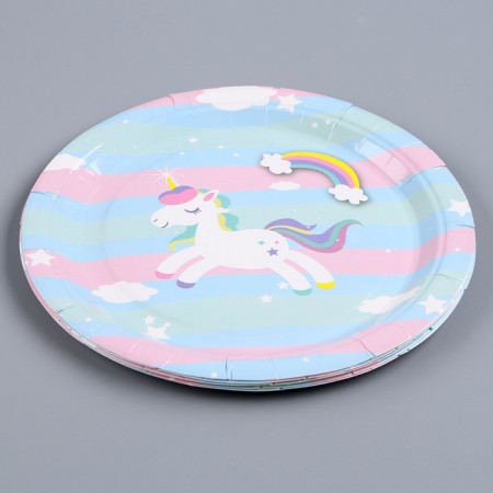 Paper plate "Rainbow Unicorn", in a set of 6 pcs.-1