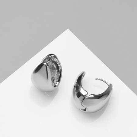 Earrings metal "drop" drop is smooth, silver color-3