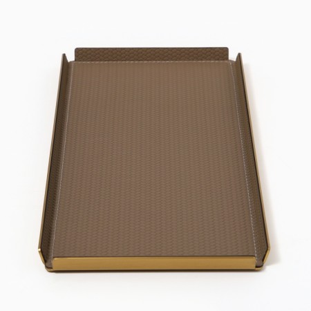 Metal tray, eco -leather rectangular 37.5 x 18.5 cm, brown color-6