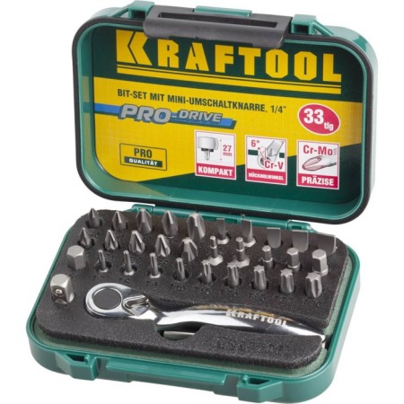 Набор бит KRAFTOOL 26157-H33, мини трещотка, 1/4", 33 предмета-2