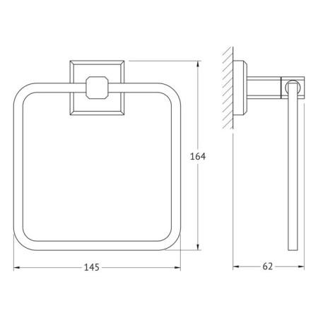 The holder of the towel is rectangular, chrome-1