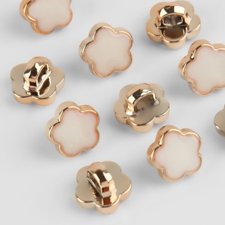A set of buttons on the leg, d = 10 mm, 10 pcs, white/gold color-1
