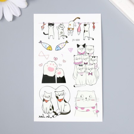 Tattoo on the body color "Cats. Aristocrats" glowing in the dark 12x7.5 cm