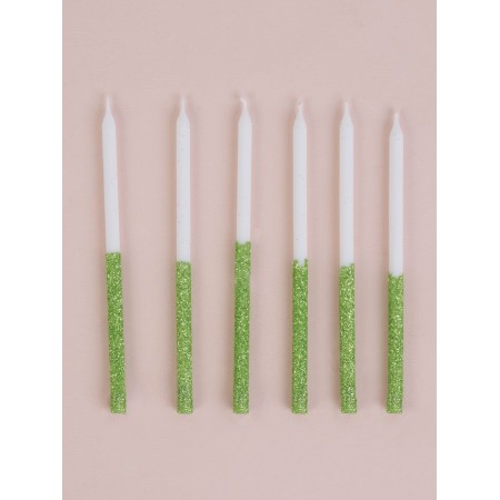 Candles for the cake "Shiny radiance", 6 pcs, white with green-5