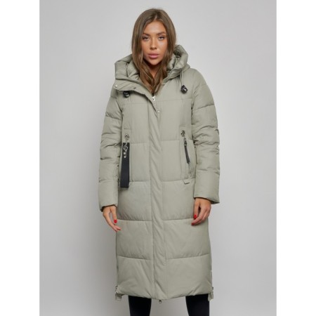 Coat insulated winter female, size 42, green color-7