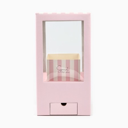 Gift box for flowers with a vase of MGK folding, packaging, "for you", 16 x 23 x 16 cm-4